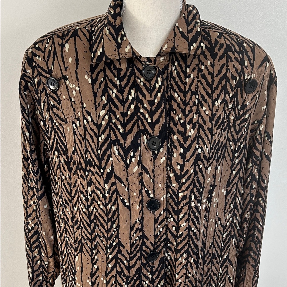 Vintage Adele Simpson Elegant Brown Patterned Dre… - image 2